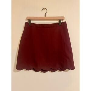 Lush maroon scalloped hem skirt-L